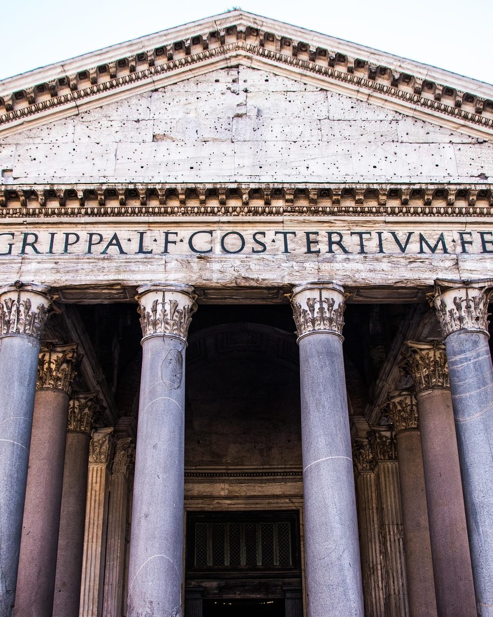 The portico of the Pantheon in Rome, its inscription to Agrippa above the columns